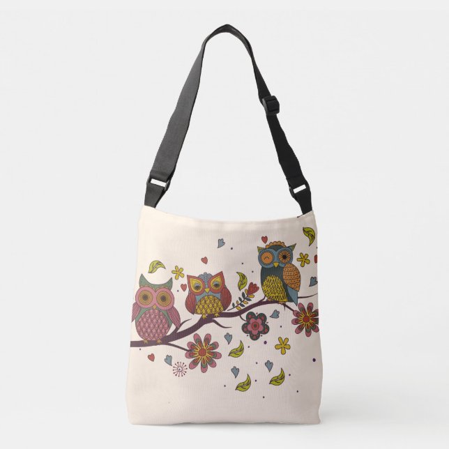Sac Ajustable Trois hiboux sur branche (Devant)