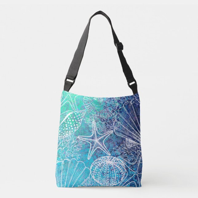 Sac Ajustable Turquoise Blue Seashells Starfish Shell Beach (Devant)