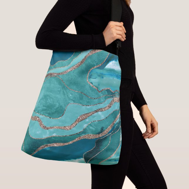 Sac Ajustable Turquoise Turquoise marbre Agate or Parties scinti (De près)