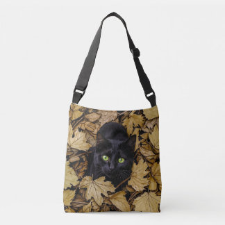 Sac Ajustable Un chat noir joue dans les feuilles d'automne