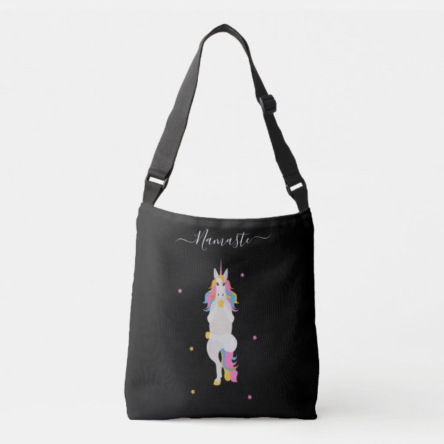 Sac Ajustable Unicorne yoga Black Poses Namaste Fun (Devant)