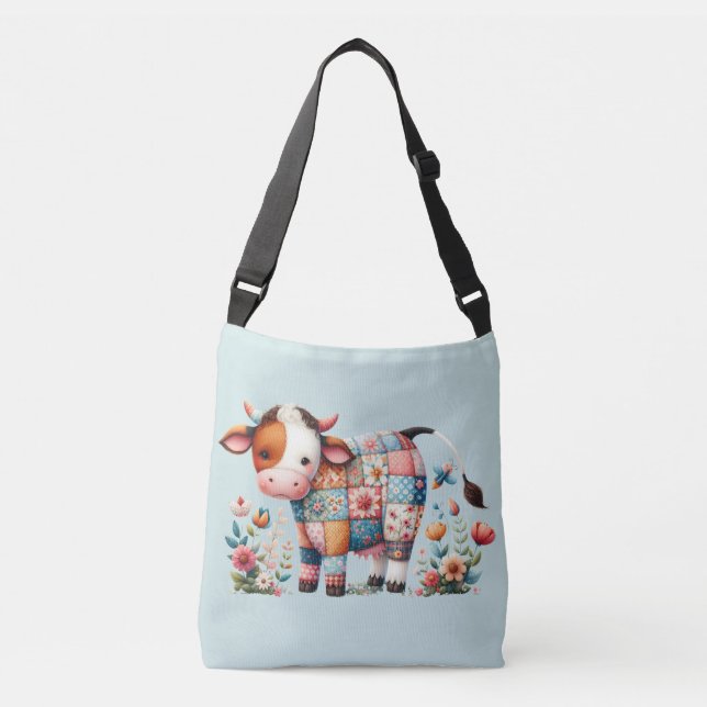 Sac Ajustable Vache à écorce lunaire aux accents floraux (Devant)