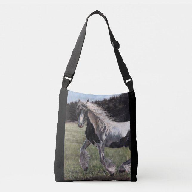 Sac Ajustable Vannière tzigane pinto cheval courant sur le champ (Devant)
