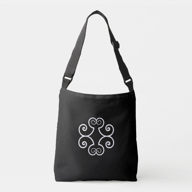 Sac Ajustable Vecteur en spirale blanche sur noir (Devant)