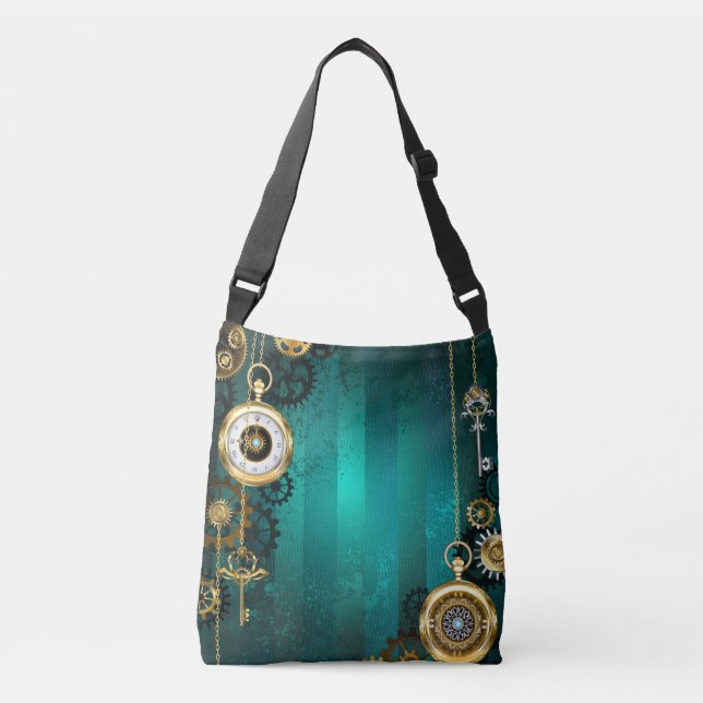 Sac Ajustable Veille bijoux Steampunk sur un Arrière - plan vert (Devant)