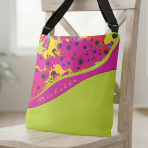 Sac Ajustable Vert Citron Et Abstrait À Points Roses