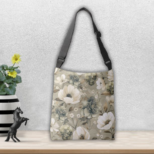Sac Ajustable Vert Sage Et Floral Crème