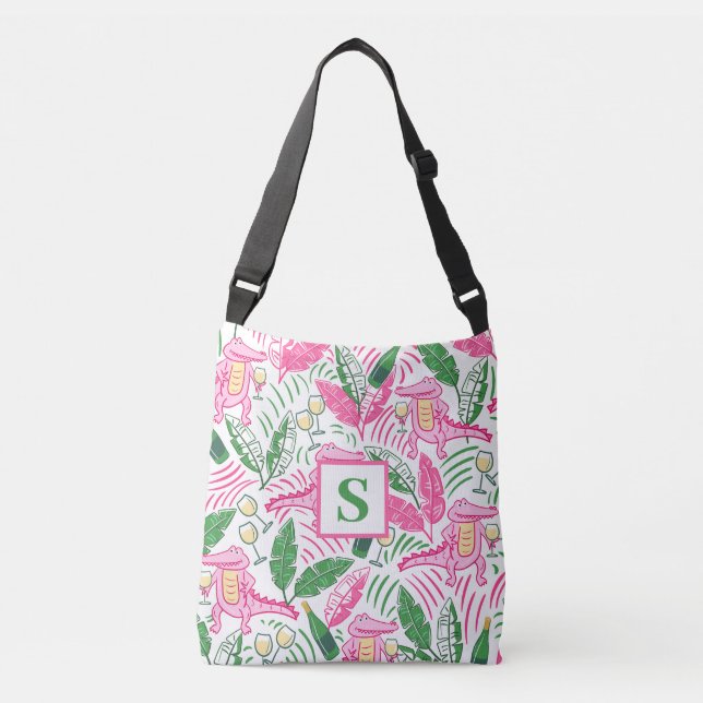 Sac Ajustable Vin Alligator Pink vert Monogramme (Devant)