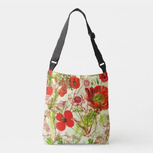 Sac Ajustable Vintage Red Green Poppies Fleurs sauvages d'été