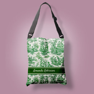 Sac Ajustable Vintage vert blanc toile de jouy imprimé