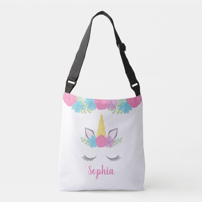 Sac Ajustable Visage floral de licorne personnalisé (Devant)