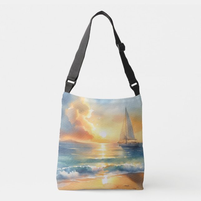 Sac Ajustable Voilier Sunset Ocean Watercouleurs (Devant)