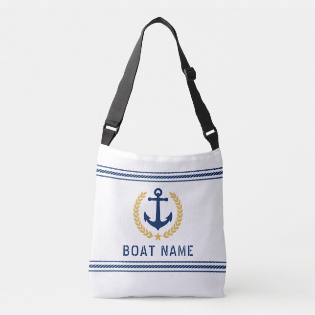 Sac Ajustable Votre nom de bateau Ancre Gold Style Laurel Rope B (Devant)