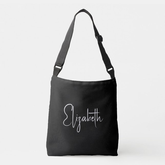 Sac Ajustable Votre Nom Ou Texte manuscrit Noir Et Blanc (Devant)