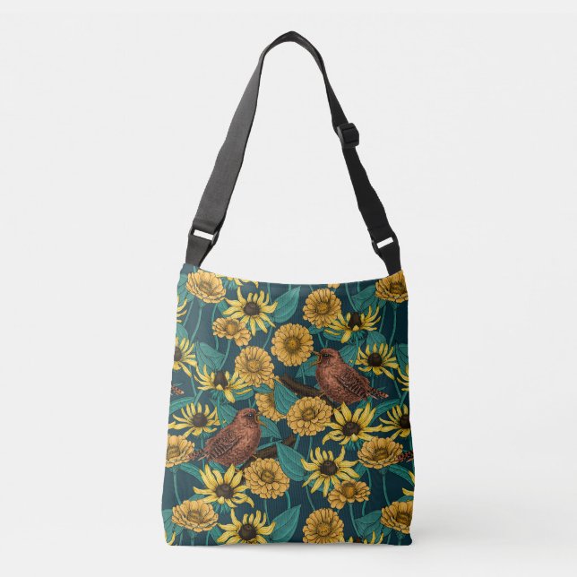 Sac Ajustable Wens et fleurs sur bleu foncé (Devant)