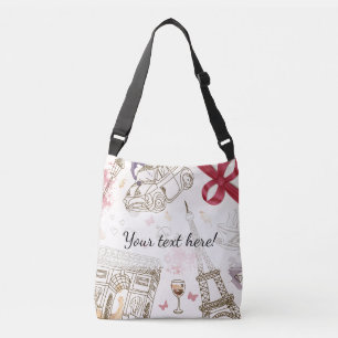 Sac Ajustable Whimsical Chic Girly Pink Paris