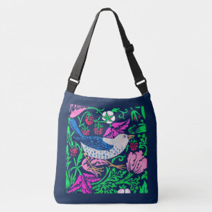 Sac Ajustable William Morris Bird & Flower Tile, Navy & Fuchsia