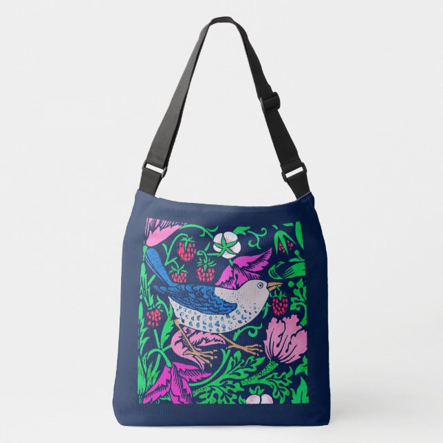 Sac Ajustable William Morris Bird & Flower Tile, Navy & Fuchsia (Devant)