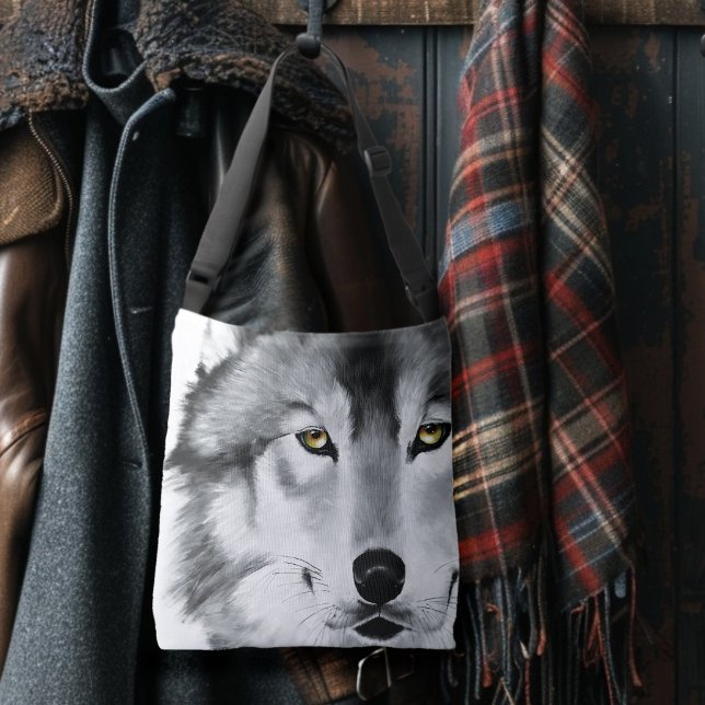 Sac Ajustable Wolf Portrait noir blanc (Créateur téléchargé)
