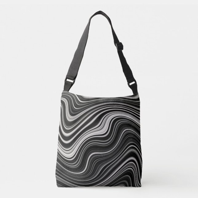 Sac Ajustable Zèbre noir et blanc Wavy Abstraction (Devant)