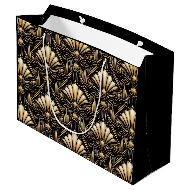 Sac Art Déco architectural | Noir Luxe Gold Gift B (Dos Angle)