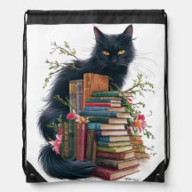 Curieux Sac fourre-tout de chats et livres