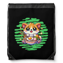 Kawaii Corgi manger bol de Ramen