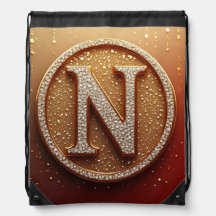 Monogramme Cercle Rouge Lettre Initiale N Paillett