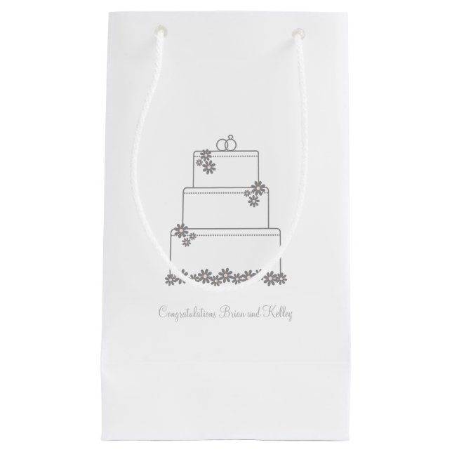 Sac blanc de cadeau de gâteau de mariage (Devant)