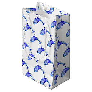 Sac bleu de cadeau de dauphin