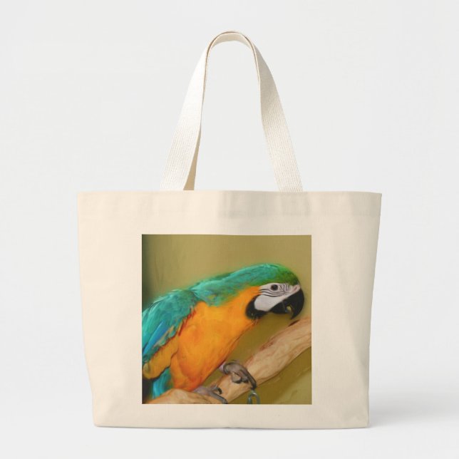 Sac bleu de peinture de perroquet d'ara d'or (Devant)