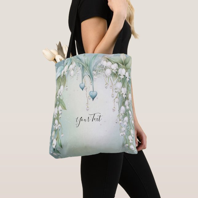 Sac cabas à motif aquarelle de muguet (De près)