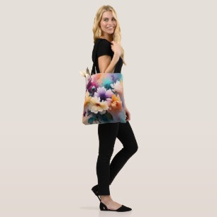 Sac cabas artistique à motif floral aquarelle éthé