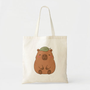 Sac Cabas Capybara Mignon Avec Feuille Verte Sur L