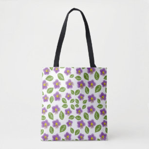 Sac cabas en toile à motif floral violet – Art
