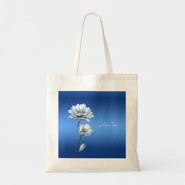 Sac cabas Fleurs Aquarelle Bleue (Devant)