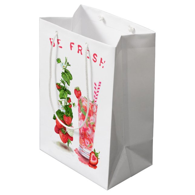 Sac cadeau à boire à la fraise fraîche - Texte per (Dos Angle)