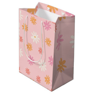 Sac cadeau à fleurs rose et orange de la marguerit