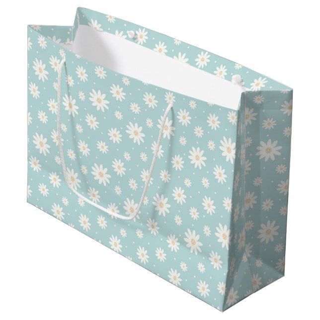 Sac cadeau à fleurs turquoise de mignonne Pastel (Devant Angle)
