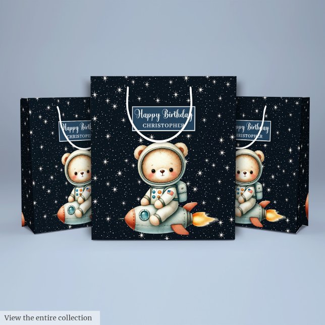 Sac cadeau à l'astronaute en peluche mignonne pour (Cute Teddy Astronaut Gift Bag for Birthday Boy)