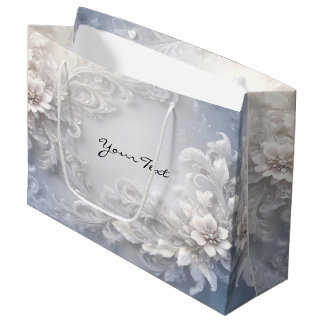 Sac cadeau à motif floral blanc