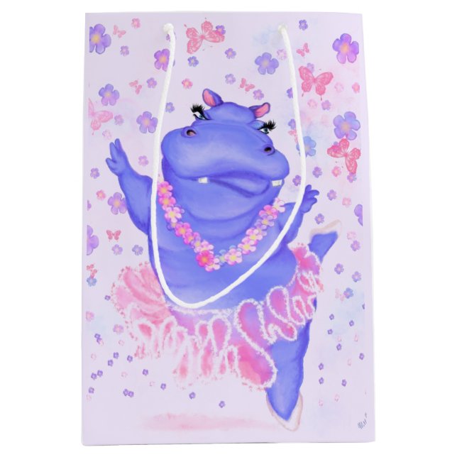 Sac cadeau amusant avec Ballerina Hippo (Devant)