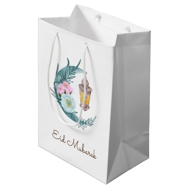 Sac cadeau Aquarelle Croissant Aïd Moubarak (Devant Angle)