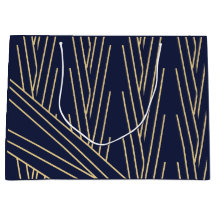 Sac cadeau Art Déco Marine et Gold Large