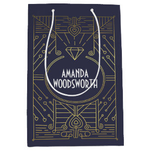 Sac cadeau Art Déco Vintage Navy bleu et or