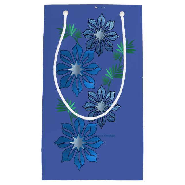 Sac cadeau aux fleurs bleues (Devant)