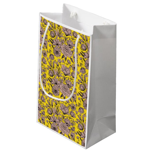 Sac cadeau aux fleurs jaunes (Dos Angle)