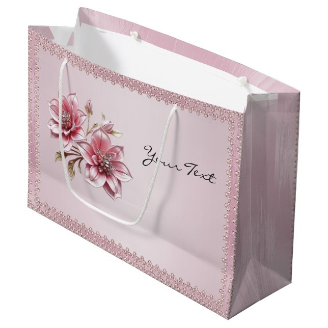 Sac cadeau aux fleurs roses modernes (Devant Angle)