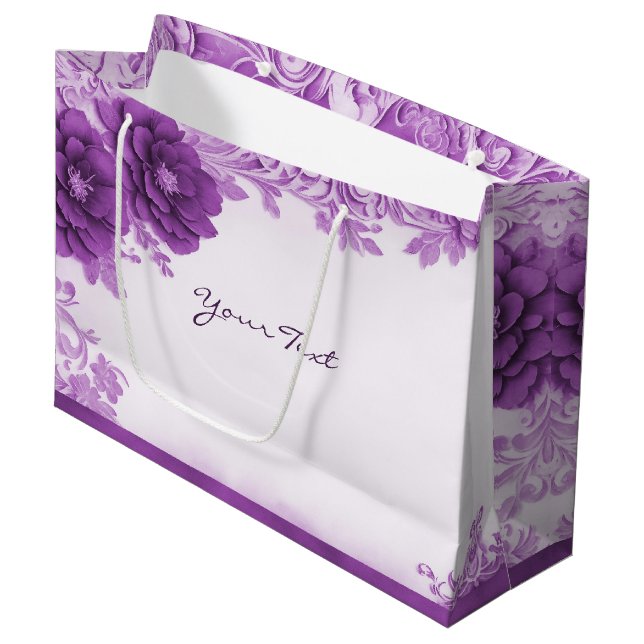 Sac cadeau aux fleurs violettes (Devant Angle)