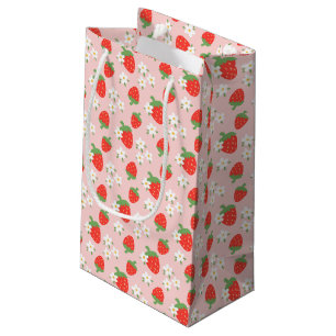 Sac cadeau aux fraises et marguerites